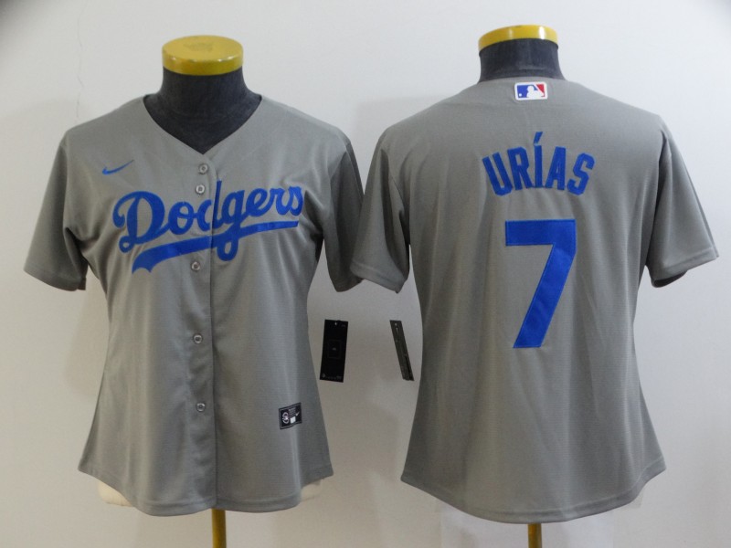 Women's Los Angeles Dodgers #7 Julio Urias Grey Cool Base Stitched Jersey(Run Small)